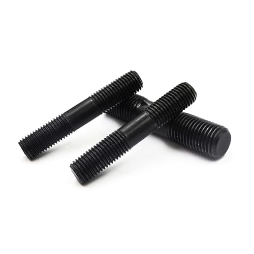 20pcs M8*100mm Double End Threaded Stud, Grade 8.8 Carbon Steel Black Oxide Finish Equal Long Threaded Rod Bar for Furniture Industrial Maintenance Connection Fasteners - size: M8*100-20PCS