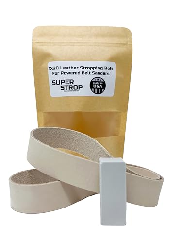 1x30 inch Leather Honing Strop Belt Super Strop with White Buffing Compound fits 1x30 Powered Belt Sanders - style: 1X30 Leather Belt