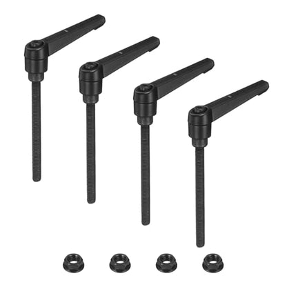 uxcell 4Pcs Adjustable Clamping Lever Handles, M6x70mm Zinc Alloy Male Thread Stud Knobs with Nuts Quick Release Bolt Rotating Screw Handles for Lathes Woodworking, Black - size: M6x70mm