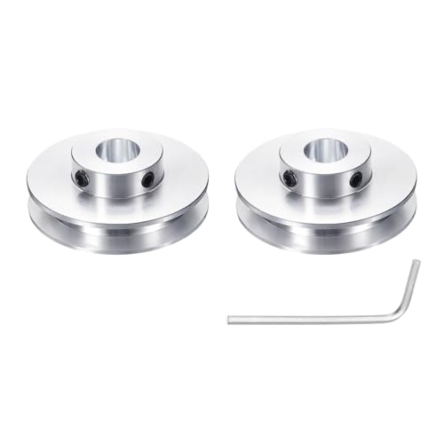 uxcell 1Pcs Single Groove Pulley, 12mm Fixed Bore 50mm Outer Diameter Aluminum Alloy Mechanical Belt Pulley with Hex Wrench for 6mm PU Round Belt - size: 12mm Bore, 50mm OD