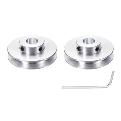 uxcell 1Pcs Single Groove Pulley, 12mm Fixed Bore 50mm Outer Diameter Aluminum Alloy Mechanical Belt Pulley with Hex Wrench for 6mm PU Round Belt - size: 12mm Bore, 50mm OD