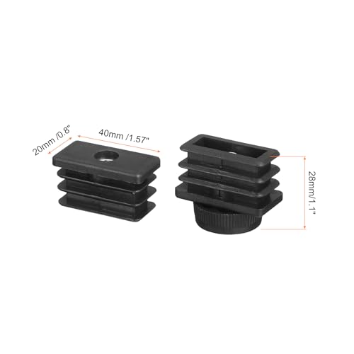 uxcell 4 Set Leveling Feet, 20x40mm Plastic Adjustable Furniture Leg Leveling Rectangle Tube Insert Screw-in Glide Levelers Fit Hole 20mm for Table Chair Furniture, Black - size: 20x40mm