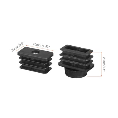 uxcell 4 Set Leveling Feet, 20x40mm Plastic Adjustable Furniture Leg Leveling Rectangle Tube Insert Screw-in Glide Levelers Fit Hole 20mm for Table Chair Furniture, Black - size: 20x40mm
