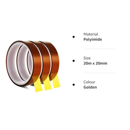 Viaky 3 Rolls High Temperature Tapes, 4/5''*108ft Heat Resistant Tape - color: Brown