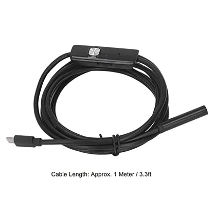 Endoscope Camera, USB Phone Borescope & Industrial Inspection Snake Camera, 7mm Probe with 6 LED Lights, IP67 Waterproof, for Android, Windows, and Pipe Sewer Drain (1 Meter / 3.3ft)