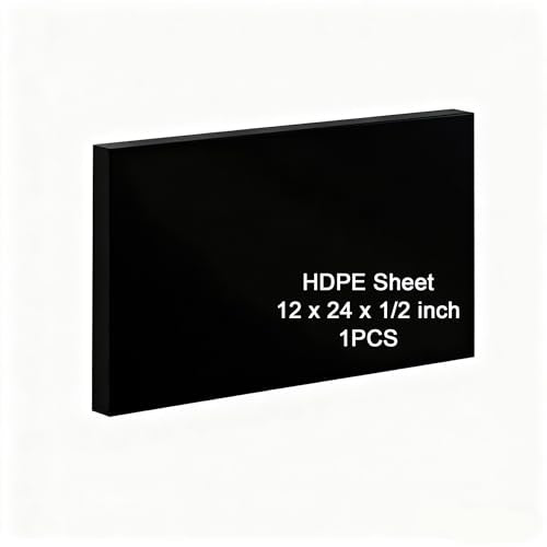 HDPE Sheet 1/2-12" x 24" High Density Polyethylene Sheets with Protective Film 1/2 Thick HDPE Plastic Sheet Board Solid Plastic Block for Flat Panel DIY Projects Machining Home (Black) - color: Black, size: 12“x24"x1/2"
