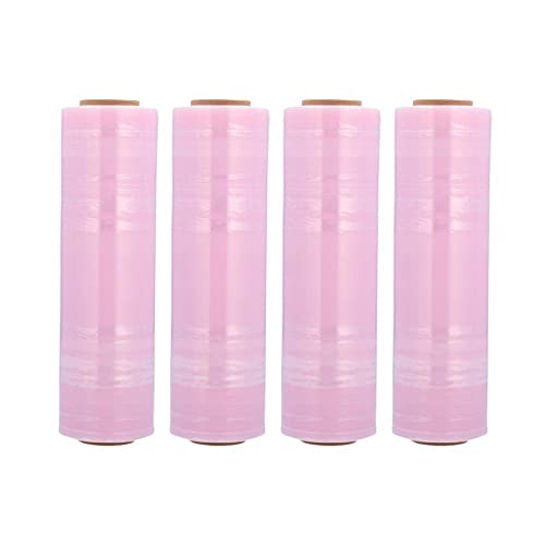 PSBM Anti-Static Stretch Wrap, 192 Pack, 18 Inch x 1500 Feet, 80 Gauge, Pink, Down Gauge Large Plastic Cling Film for Pallets Moving Storing - size: 192 Rolls