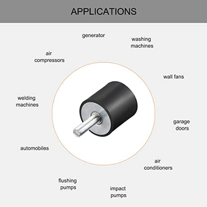 uxcell M6 Male Female Rubber Mounts, Shock Absorber, for Motor Generator Compressor Garage Reverse Osmosis Pump Impact Air Generator Car Bobbins, D25mmxH25mm - size: M6*18 D25*H25