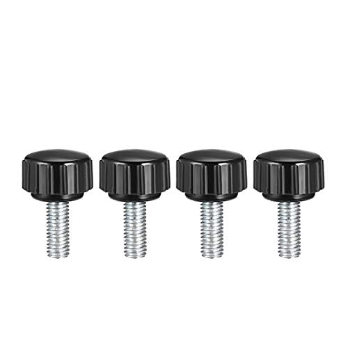 uxcell 4pcs Knurled Clamping Knobs M5 x 15mm Metric Zinc Plated Carbon Steel Male Thread Thumb Screw on Type 16mm Plastic Round Head Threaded Hand Bolt Stud Knobs Black - size: M5 x 15mm x 16mm