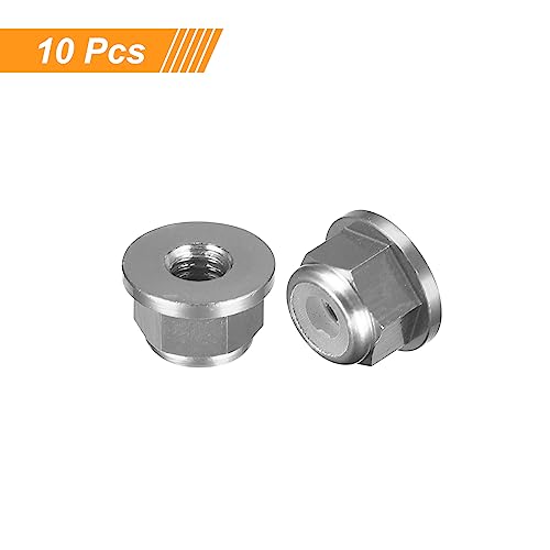uxcell Nylon Insert Hex Lock Nuts, 10pcs - M3 x 0.5mm Aluminum Alloy Self-Locking Nut, Anodizing Flange Lock Nut for Fasteners (Titanium Gray) - size: M3 x 0.5mm