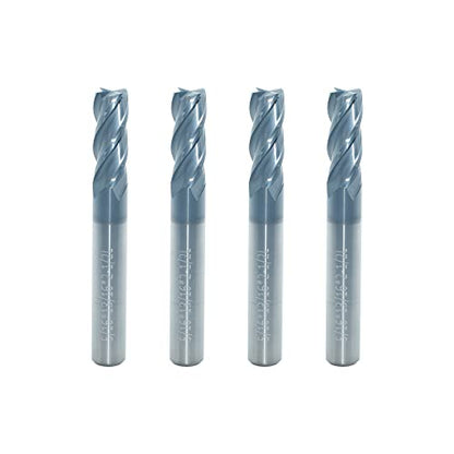 5/16" Carbide Square End Mill, 4 Flute, AlTiN Coating, 4 Pcs - size: 5/16" (4 Pcs), style: For Alloy Steels