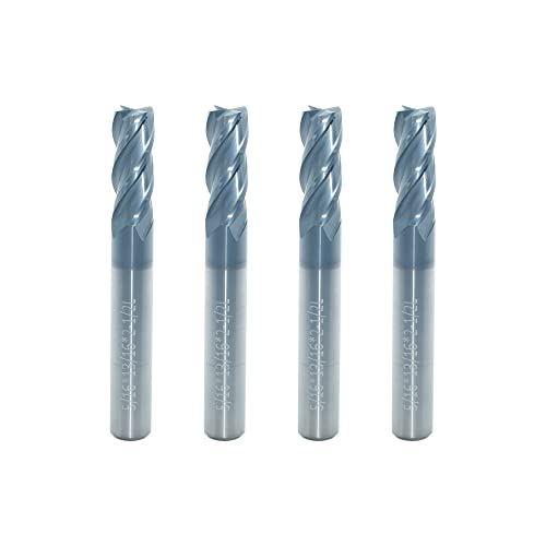 5/16" Carbide Square End Mill, 4 Flute, AlTiN Coating, 4 Pcs - size: 5/16" (4 Pcs), style: For Alloy Steels