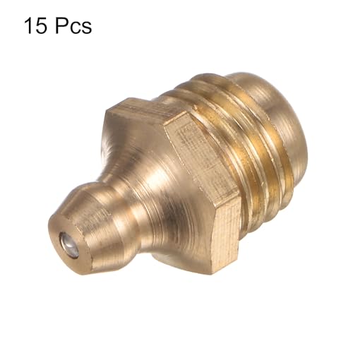 HARFINGTON 15pcs Brass Straight Grease Fitting M12x1.5mm Metric Thread Hydraulic Grease Nipple Accessories for Car - size: M12x1.5