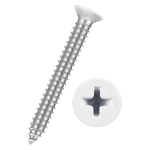 50pcs Phillips Wood Screws #14x2 304 Stainless Steel White Head - color: White Head, size: #14x2"