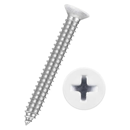 50pcs Phillips Wood Screws #14x2 304 Stainless Steel White Head - color: White Head, size: #14x2"