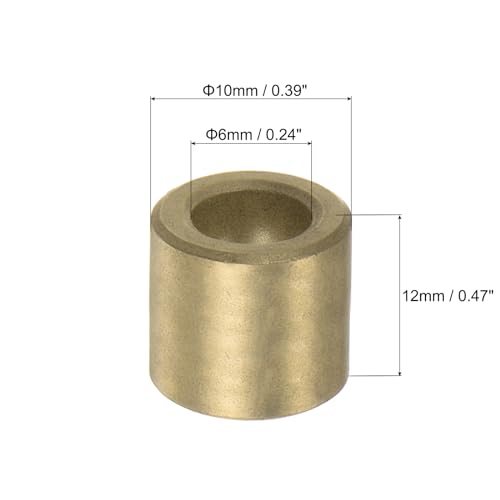 uxcell 12pcs Sleeve (Plain) Bearings 6mm Bore x 10mm OD x 12mm Length, Self-Lubricating Sintered Bronze Bushings - size: 6mm Bore x 10mm OD x 12mm Length