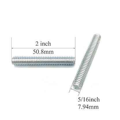 12pcs Silver Zinc Fully All Threaded Rod Carbon Steel Long Thread Screw 5/16x2 for Furniture Garden Railing Mounting Assembly Fastening Steel Frame Connection Full Thread Rod for Furniture - size: Silver-Zinc 5/16x2 Inch-12P