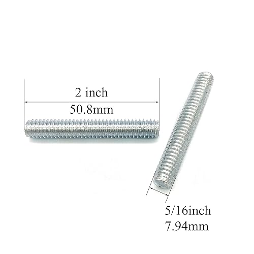 12pcs Silver Zinc Fully All Threaded Rod Carbon Steel Long Thread Screw 5/16x2 for Furniture Garden Railing Mounting Assembly Fastening Steel Frame Connection Full Thread Rod for Furniture - size: Silver-Zinc 5/16x2 Inch-12P
