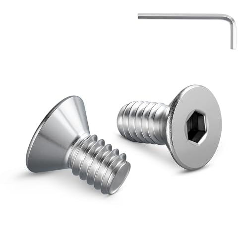 1/4-20 Bolt, 1/4-20 x 1/2 Inch Flat Socket Head Screws 50Pcs, 304 Stainless Steel 18-8 Countersunk Bolts, Full Thread, with Hex Spanner - size: 1/4x1/2