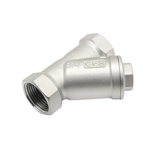 3/4 Inch Female Y-Strainer Industrial Piping, 304 Stainless Steel Valve Connector, Y Strainer for Removes Water Oil and Gas Contaminants - size: 3/4 Inch