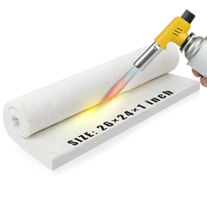 Ceramic Fiber Blanket 24"x26"x1" Thick, 2400F Fireproof Insulation 832-3390