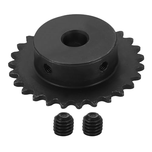 uxcell #25 Chain Roller Sprocket 10mm Bore 57.5mm OD, 27 Tooth C45 Carbon Steel ANSI #25 Roller Sprocket Round Hole with Set Screws for ISO 04C Chain, Black - size: 10mm Bore 57.5mm OD, 27 Tooth