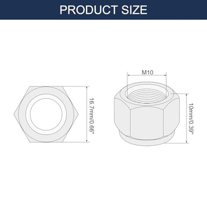 uxcell 5Pcs M10 x 1.25 Nylon Insert Hex Lock Nut 304 Stainless Silver Blue - size: M10x1.25