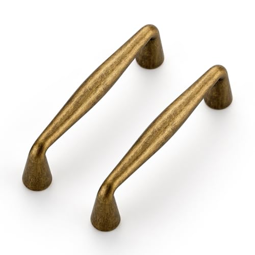Ravinte Antique Brass Cabinet Handles Solid Handles,3 Inch,5 Pack - color: Antique Brass, size: 3 Inches Hole Center