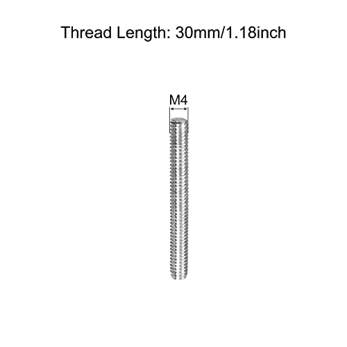 MECCANIXITY Fully Threaded Rod M4 x 30mm 0.7mm Thread Pitch 304 Stainless Steel Right Hand Threaded Rods Bar Studs 5 Pack - size: M4 x 30mm
