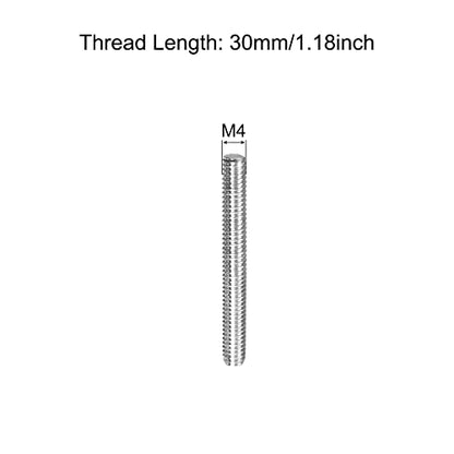 MECCANIXITY Fully Threaded Rod M4 x 30mm 0.7mm Thread Pitch 304 Stainless Steel Right Hand Threaded Rods Bar Studs 5 Pack - size: M4 x 30mm
