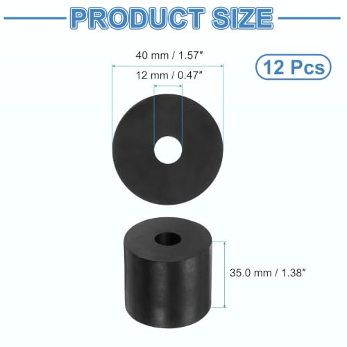 uxcell 12Pcs Rubber Vibration Isolation Washers 40mm OD x 12mm ID x 35mm T - size: 40mm OD x 12mm ID x 35mm Thick