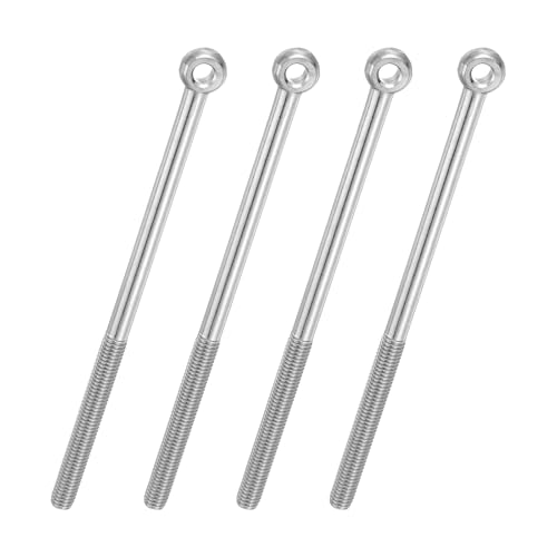 PATIKIL 4 Pcs M8x150mm Shoulder Swing Lifting Eye Bolt, 304 Stainless Steel Metric Half Tooth Thread Fisheye Eye Slip Hole Screw Rigging Bolt Metal Fasteners Screws, Silver Tone - size: M8x150mm