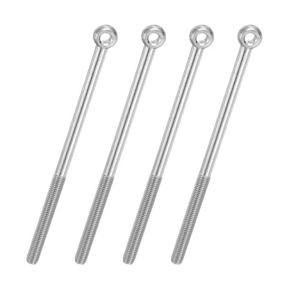 PATIKIL 4 Pcs M8x150mm Shoulder Swing Lifting Eye Bolt, 304 Stainless Steel Metric Half Tooth Thread Fisheye Eye Slip Hole Screw Rigging Bolt Metal Fasteners Screws, Silver Tone - size: M8x150mm