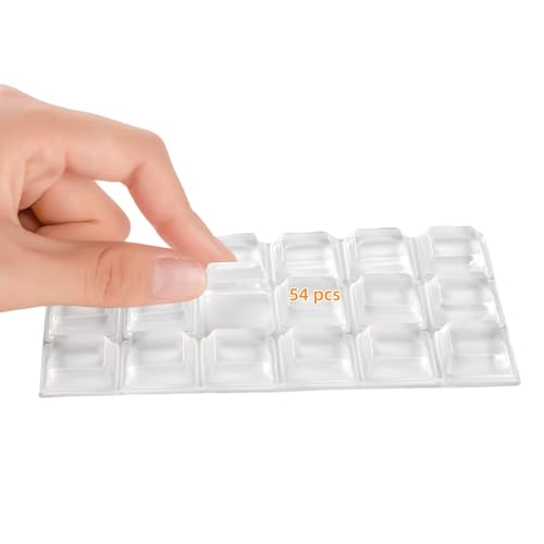 Furnigear Rubber Feet Self Adhesive Pads - Door Bumpers Large - Stick on Feet for Electronics, Speakers, Furniture, Appliances, Audio Equipment, Laptop - Clear Tall Square (54pcs) - size: Big Clear 54pcs