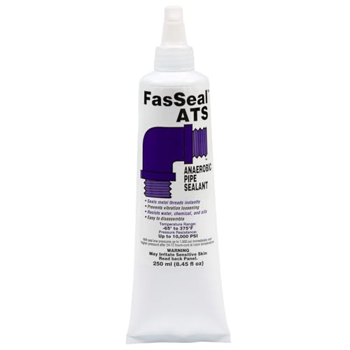 Gasoila FasSeal ATS Anaerobic Thread Sealant, High-Pressure Vibration-Proof for -65 to 375°F, Fast Curing, Seals up to 10,000 PSI, Ideal for Gas, Water, Oil, and Steam Applications, 250mL - size: 250 ml Tube