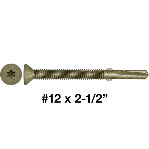 Jake Sales #12x2-1/2 Reamer Tek Torx/Star Head Self-Drilling Wood to Metal Screws - for Flatbeds, Trailers or Fastening Wood to Steel - T30 Torx Screw Head - (1 Pound Approx. 50 Screws) - size: 2-1/2"