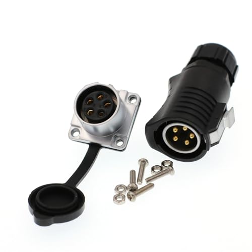 HangTon LP20 5 Pin Connector Waterproof 30 Amp Power Industrial Equipment Male Cable Plug Female Panel Mount Socket, Gold Plated Contact - color: Male Plug and Female Socket, size: 5-pin