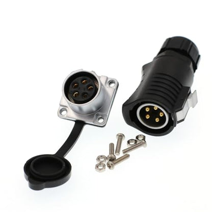 HangTon LP20 5 Pin Connector Waterproof 30 Amp Power Industrial Equipment Male Cable Plug Female Panel Mount Socket, Gold Plated Contact - color: Male Plug and Female Socket, size: 5-pin
