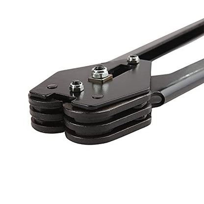 Strapping Sealer for Both Poly & Polyester Strap, Strength Saving Heavy Duty Manual Banding Tool for 1/2" - 3/4" Width Plastic Strap, 20" Long Handle (Black) - color: Black Sealer