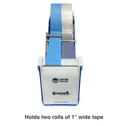 Excell Deluxe Twin Wide Metal Multi-Roll Desktop Tape Dispenser with Tiered Metal Separator Bars, EX-2272, 2 inch Wide, 3 inch Core