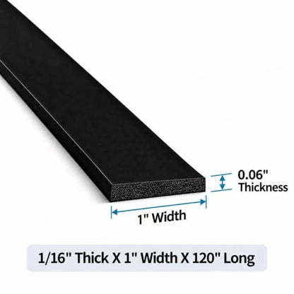 Black Adhesive Solid Rubber Strips Self Stick Neoprene Rubber Rolls Sheets - size: 1/16"Thick*1"W*120"L