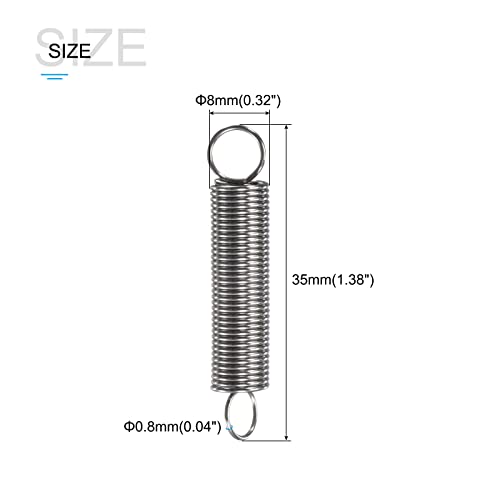 METALLIXITY Extension Spring (0.8x8x35mm/0.04"x0.32"x1.38") 5Pcs, 304 Stainless Steel Tension Spring Wire - for Home Repair Construction Machinery - size: 0.04"x0.32"x1.38"