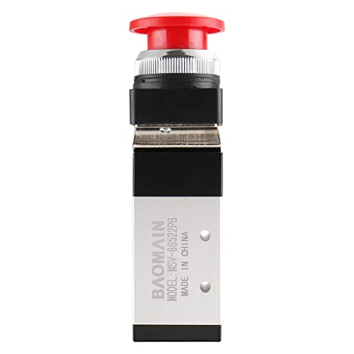 Baomain Pneumatic Mechanical Valve MSV-86522PB 1/4"PT 2 Position 5 Way Momentary Mushroom Button - size: Red Mushroom (5-Way)