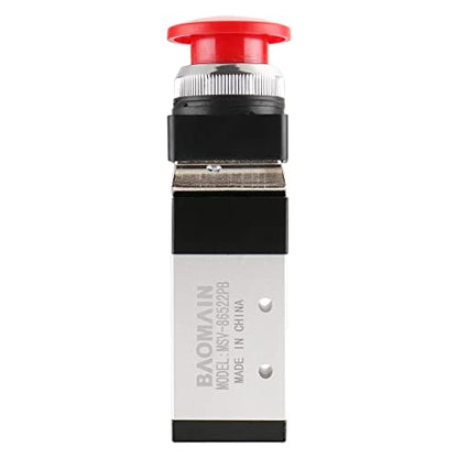 Baomain Pneumatic Mechanical Valve MSV-86522PB 1/4"PT 2 Position 5 Way Momentary Mushroom Button - size: Red Mushroom (5-Way)