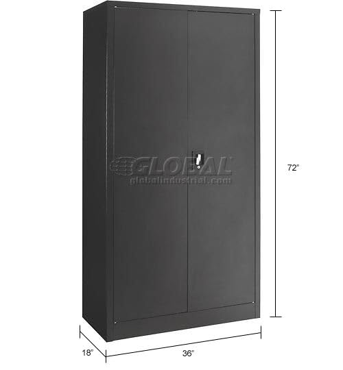 Global Industrial Janitorial Cabinet with Locking Recessed Handle, Black