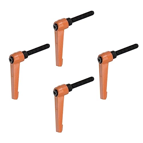 HARFINGTON 4pcs Adjustable Clamping Lever Handles M8 x 40mm Male Thread Bolt Knobs Rotating Screw Locking Quick Release Ratchet Push Button Handle, Orange - size: M8 x 40mm