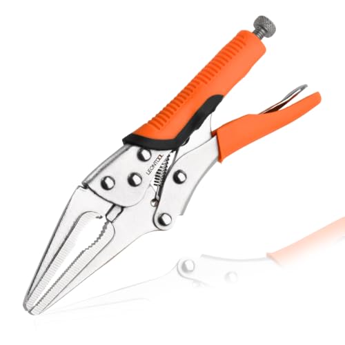 6.5" Long Nose Locking Pliers, Needle Nose Vise Grips, Forged Carbon Steel, Anti-Slip TPR Handle, Adjustable Clamping Pressure, Quick Release, Multipurpose Clamping Tool for Tight Spaces - style: 6.5" Long Nose