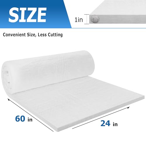 Ceramic Fiber Blanket, 60" × 24" × 1" (Thick), Rated to 2600°F - size: 60”×24”×1”/1 piece