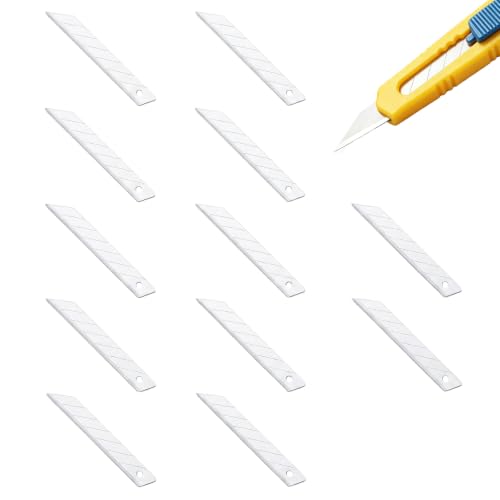 9mm Ceramic Utility Knife Blades Refills, 12 Pack - 30 Degree Snap Off Replacement Blades for Box Cutters, Never Rusts, Non-Magnetic, Non-Conductive Craft Knife Blade - color: 9mm/30 Degrees