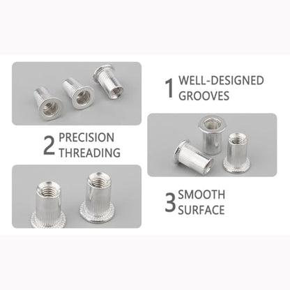M4 4 mm Flat Head Aluminum Rivet Nut Blind Insert Nut Pack of 100 - size: M4